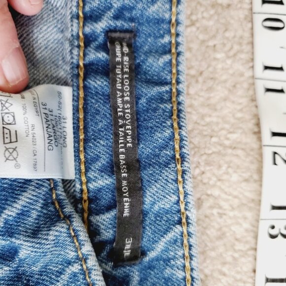 Banana Republic Midrise Loose Stovepipe Wide Leg Button Fly Baggy Jeans 31 - Picture 9 of 14